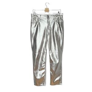 GAP Metallic Silver Cheeky Straight High Rise Pants